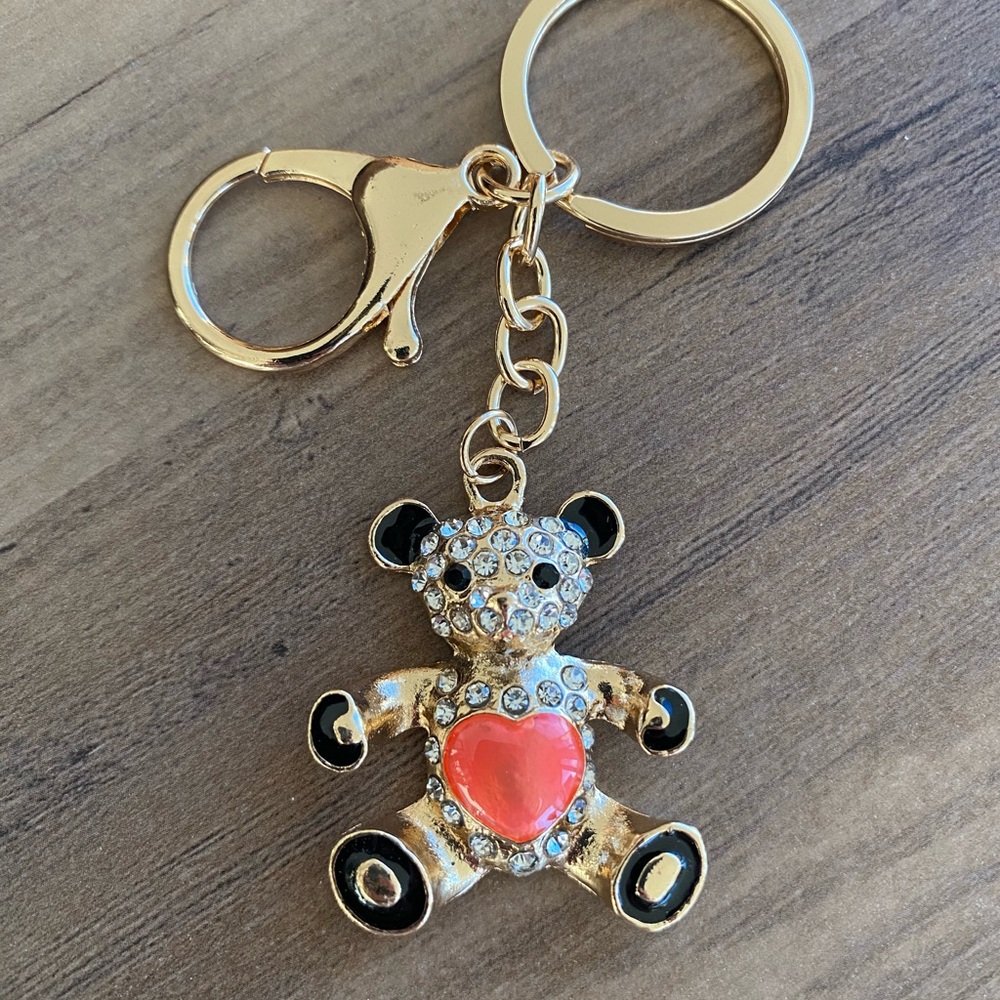 Teddy Bear Keychain with Red Heart